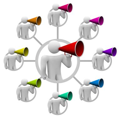 Bullhorn Spreading the Word in Communication Network clipart