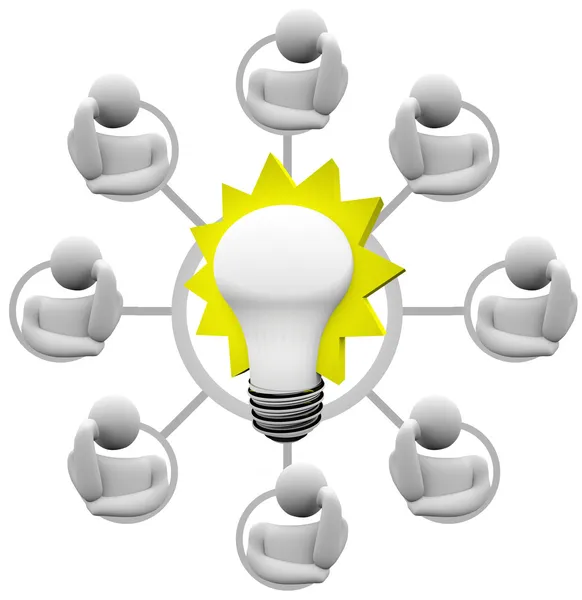 Brainstorming lösning på problem föreställa lampa idé — Stockfoto