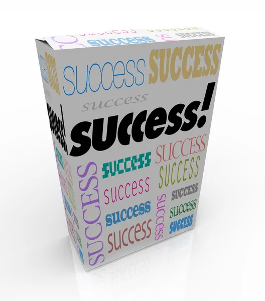 Éxito: una caja de productos ofrece una mejora instantánea de sí mismo — Foto de Stock