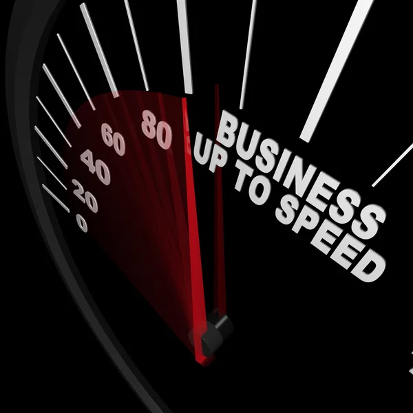 Бізнес до швидкості - спідометр вимірює зростання — стокове фото