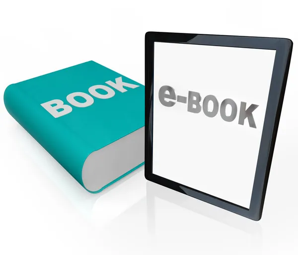 Libro impreso y e-Book - Lectura tradicional vs moderna —  Fotos de Stock