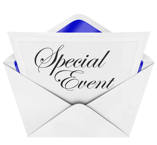 Speciale gebeurtenis - uitnodiging en geopende envelop — Stockfoto