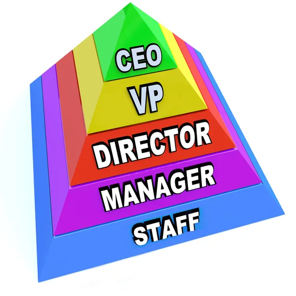 Піраміда ланцюга командних рівнів в організації — стокове фото