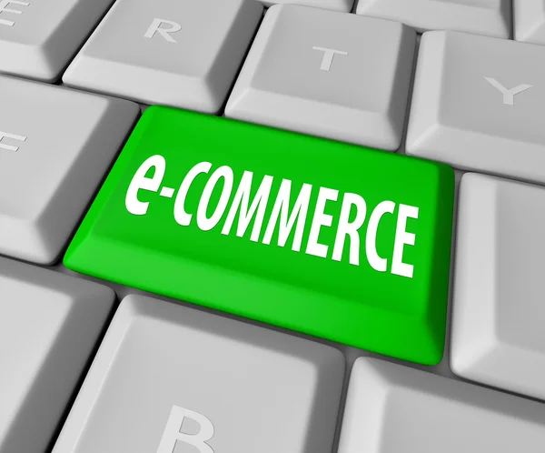 E-commerce klawisz na klawiaturze komputera — Zdjęcie stockowe