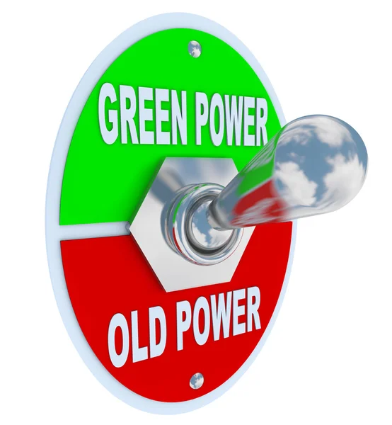 Groene vs. oude macht - energie tuimelschakelaar — Stockfoto