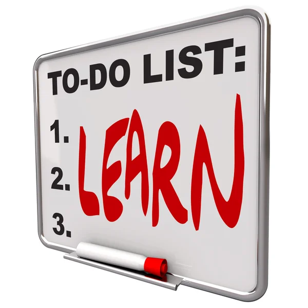 Lista de tarefas - Aprender - Painel de apagar seco — Fotografia de Stock