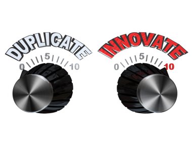 Dials - Knobs turned from Duplicate to Innovate clipart