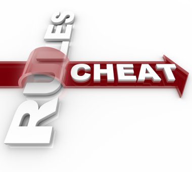 Cheating and Jumping Over the Rules - Word on Arrow clipart