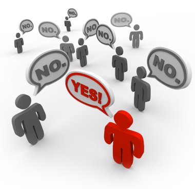 One Person Says Yes While Many Say No - Disagreement clipart