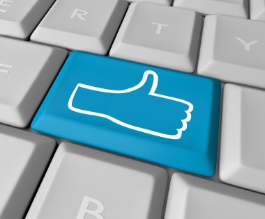 Thumb's Up Like Icon Key on Computer Keyboard clipart