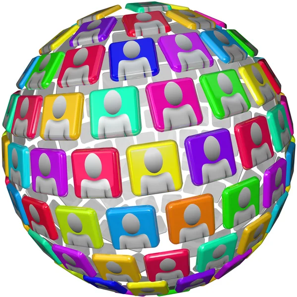 Em Padrão esférico - Global Social Network Sphere — Fotografia de Stock