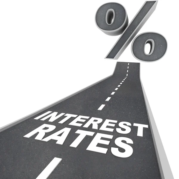 Road to Higher Interest Rates - Words on Street — Stok fotoğraf