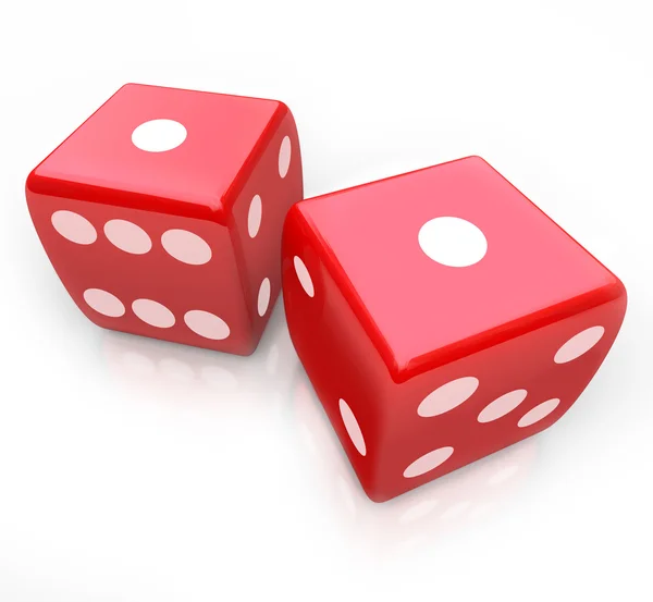 Roll the Dice - Snake Eyes in Gambling Game — Stock Photo, Image