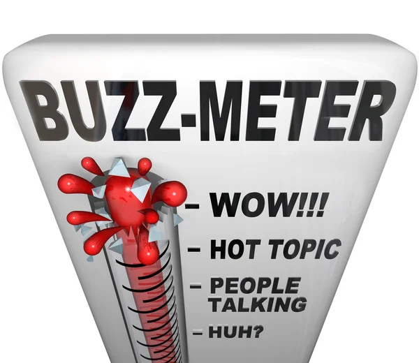 Buzz Meter Thermometer Measures Popularity — Stock Photo, Image