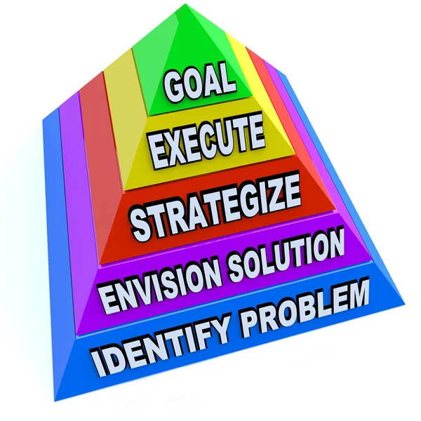 Создание плана для достижения цели и успеха - Пирамида — стоковое фото
