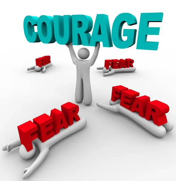 En person med mod har framgång, andra rädd att misslyckas — Stockfoto