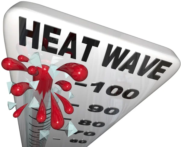 Temperaturas de ola de calor en el termómetro —  Fotos de Stock