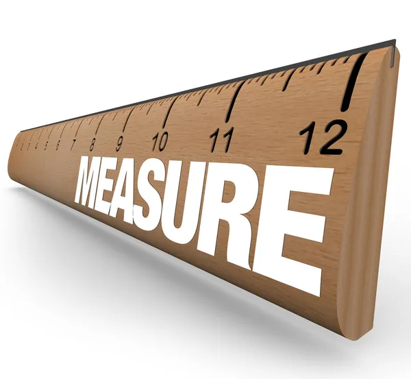 Régua - Medir palavra com medições na vara — Fotografia de Stock