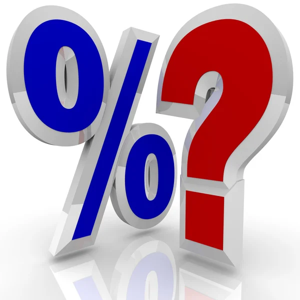 Знак процента и Quesiton Mark - Поиск лучшей ставки — стоковое фото