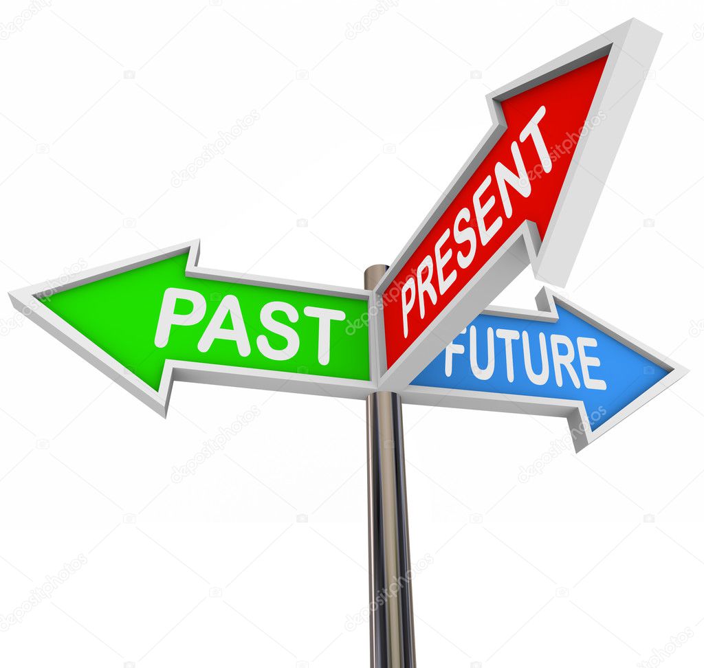 Past Present Future - 3 Colorful Arrow Signs