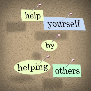 Help Yourself by Helping Others - Words Pinned on Board clipart