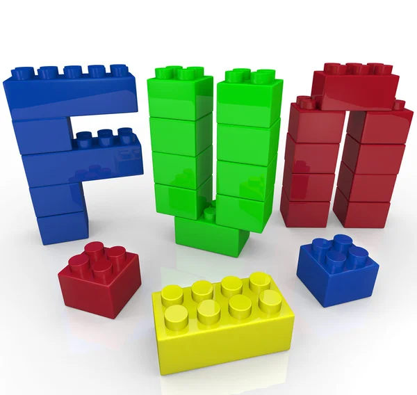 Leuk woord gebouwd met speelgoed bouwstenen — Stockfoto
