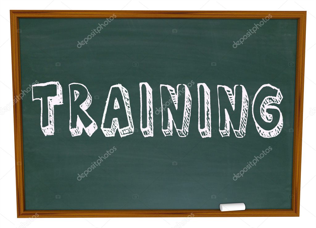 Training Word on Chalkboard - Get Trained in New Skills