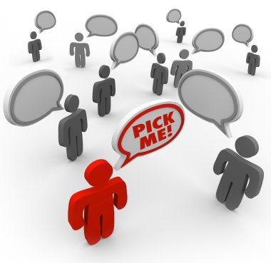 Pick Me - One Person Stands out as Best Choice in Crowd clipart