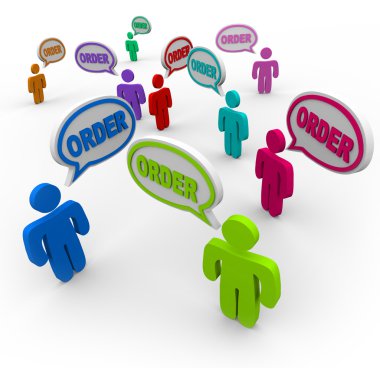 Orders - Buyers Say Order in Speech Bubbles clipart