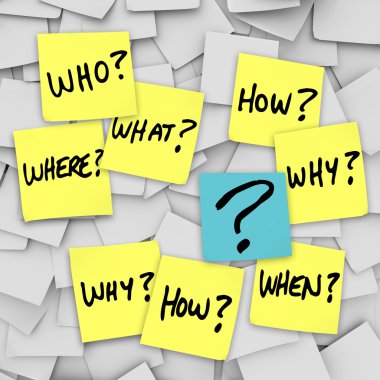 Questions and Question Mark - Sticky Note Confusion clipart