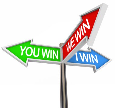 You and I Win We All Are Winners - 3 Way Street Sign clipart