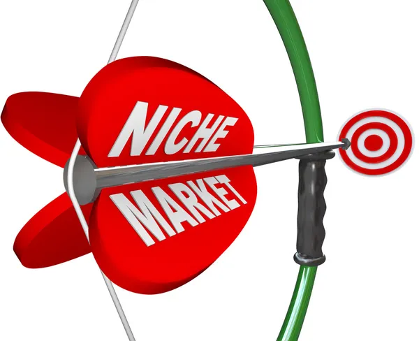 Niche Market - Bow and Arrow Aimed at Bulls Eye — Stock Photo, Image