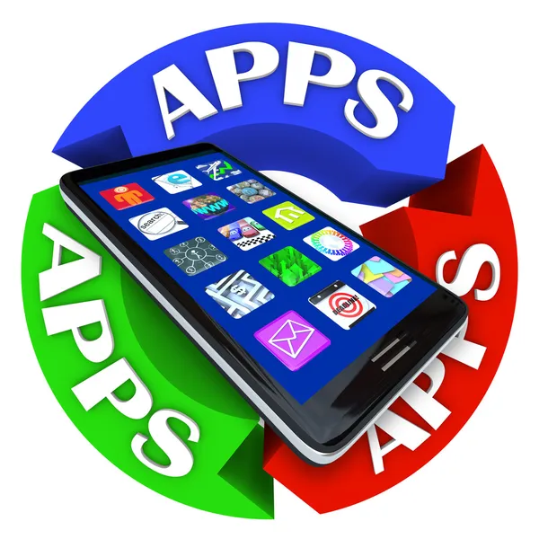 Apps on Smart Phone Circular Arrow Pattern Design — Stock Photo, Image