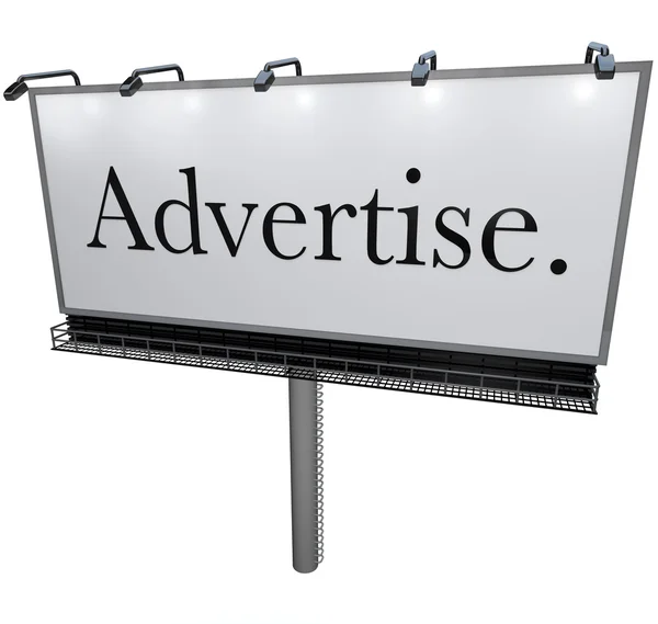 Açık billboard reklam kelime müşterileri çekmek — Stok fotoğraf