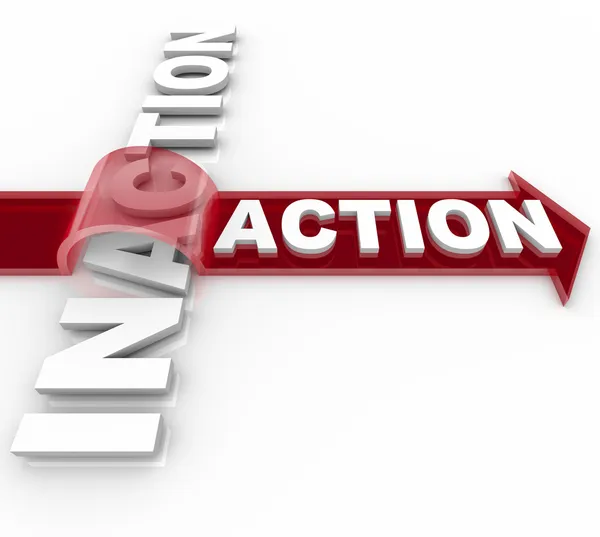 Action Beats Inaction - Arrow Jumps Over for Victory — Stock Photo, Image