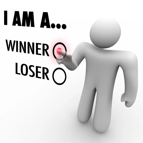 Eu sou um vencedor vs. perdedor Escolha seu futuro Acredite em si mesmo — Fotografia de Stock