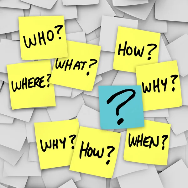 Questions and Question Mark - Sticky Note Confusion — Stock Photo, Image