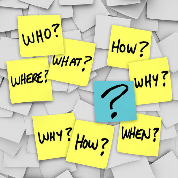 Questions and Question Mark - Sticky Note Confusion