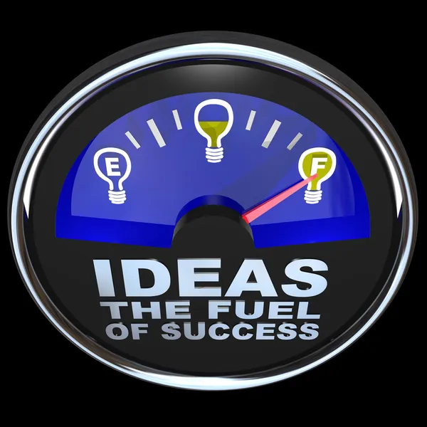 Ideias são o combustível de medição de medição de medidor de sucesso Fornecimento de ideias — Fotografia de Stock