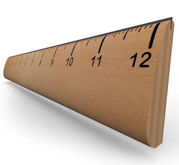 実験または研究のオブジェクトを測定するために木製の定規 — ストック写真