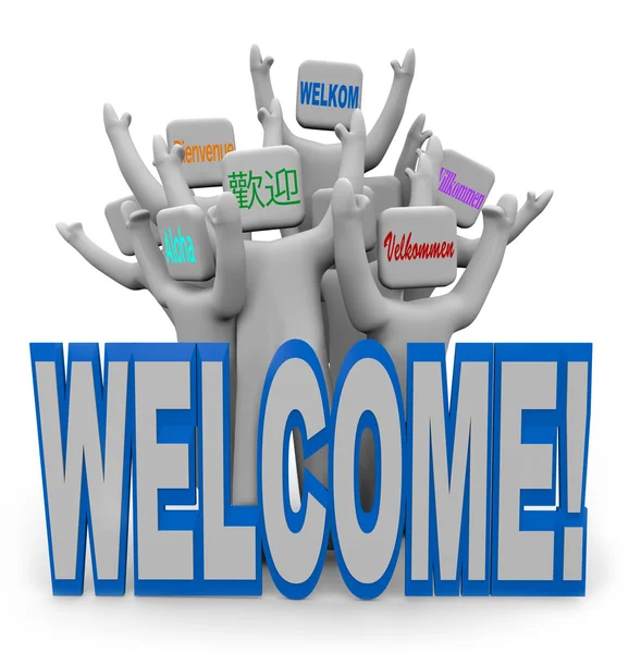 Welcome - International Languages Welcoming Guests — Stock Photo, Image