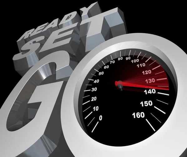 Ready Set Go Speedometer Starting Race Competition — Stock Photo, Image