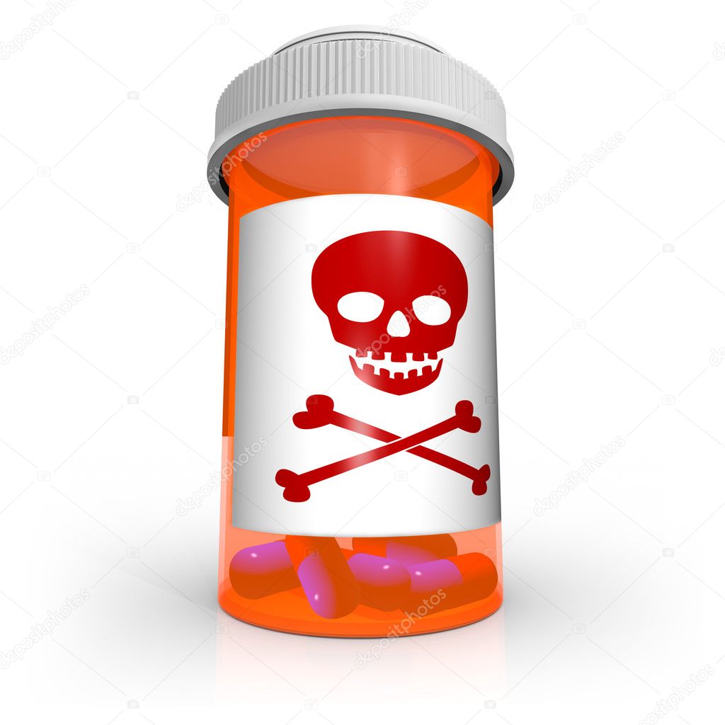 Poison Skull and Crossbones Symbol on Medicine Bottle