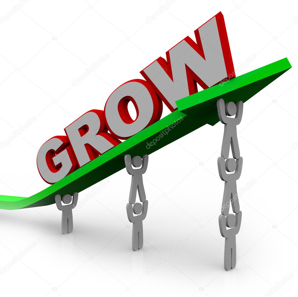 Grow - Teamwork Reaching Goal Through Growth