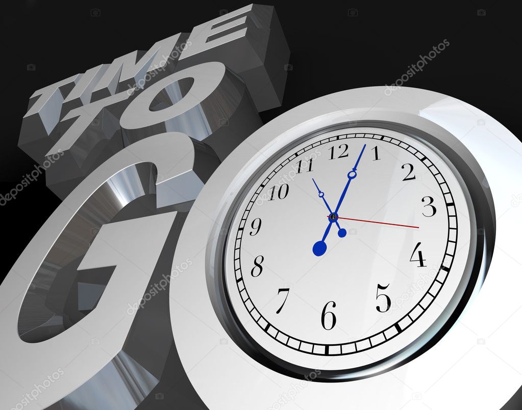 Time to Go 3D Words Clock Counting Down Moment to Start