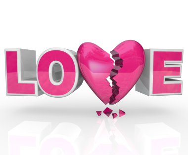 Love Broken Heart Word Break-Up Ends Relationship clipart