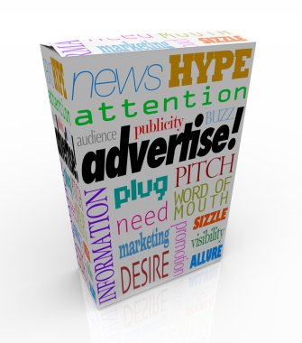 Advertise Marketing Words on Product Box for Sale clipart