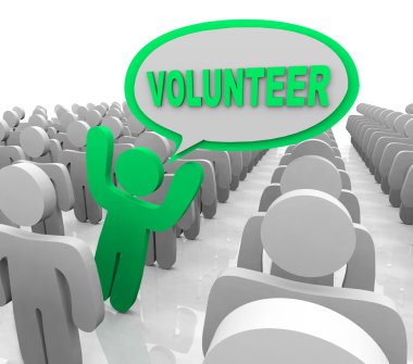 Volunteer Speech Bubble Person in Helper Crowd clipart