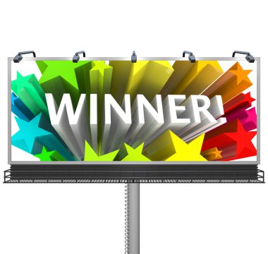 Announcing the Winner on a Huge Billboard for Top Prize clipart