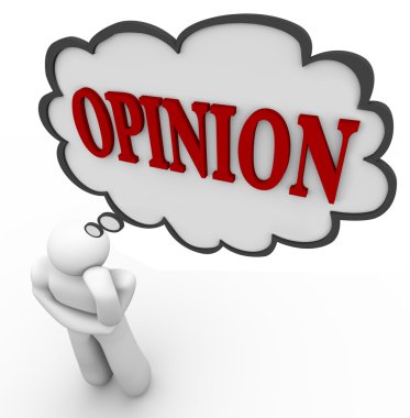 Person Thinks of Opinion Word in Thought Bubble clipart